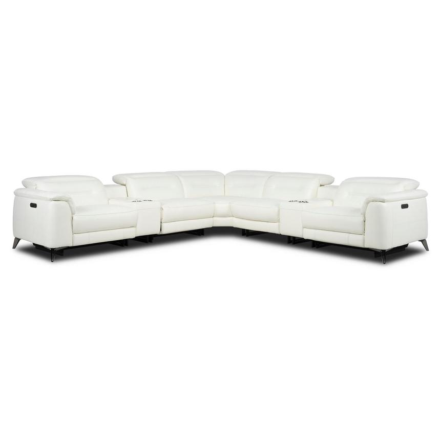 Anabel White 2.0 Leather Power Reclining Sectional with 7PCS/3PWR  main image, 1 of 13 images.