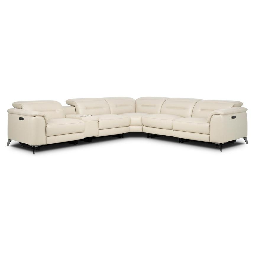 Anabel Cream 2.0 Leather Power Reclining Sectional with 6PCS/3PWR  main image, 1 of 2 images.