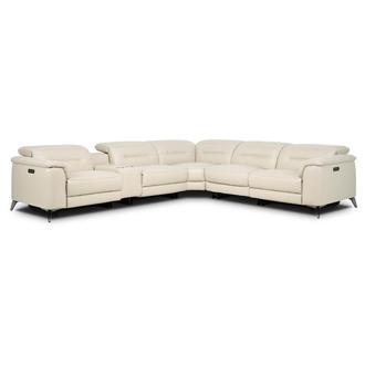 Anabel Cream 2.0 Leather Power Reclining Sectional with 6PCS/3PWR