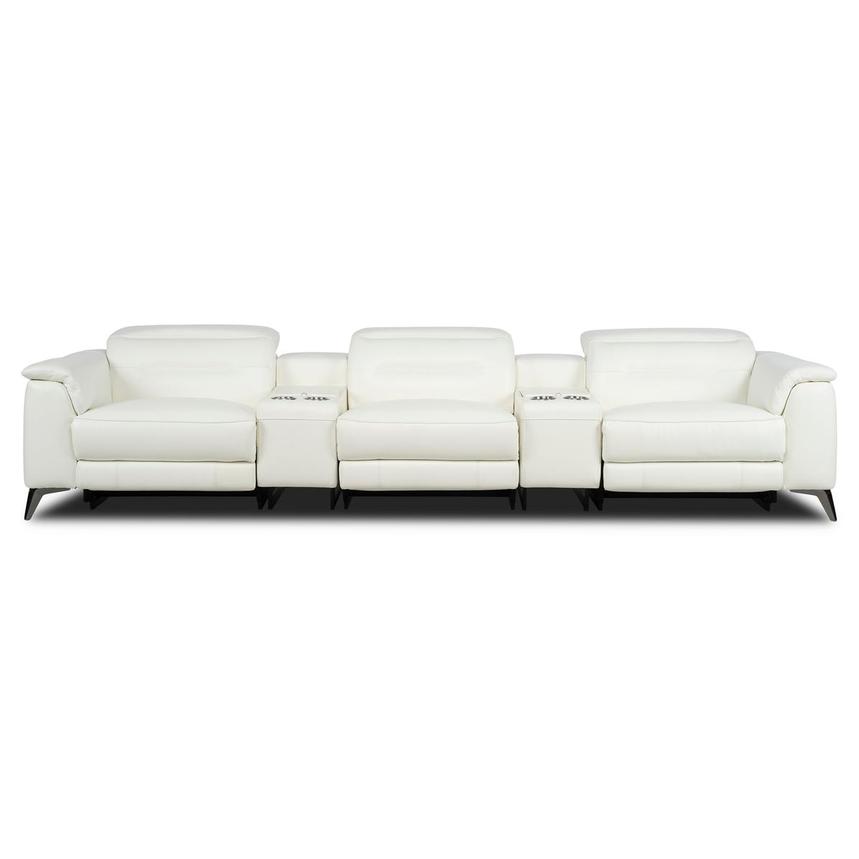 Anabel White 2.0 Home Theater Leather Seating with 5PCS/3PWR  main image, 1 of 12 images.