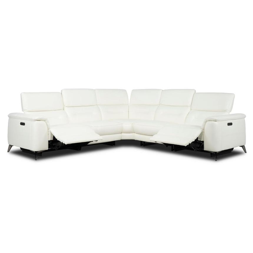 Anabel White 2.0 Leather Power Reclining Sectional with 5PCS/2PWR alternate image, 2 of 10 images.