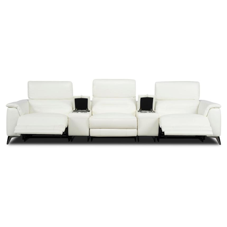 Anabel White 2.0 Home Theater Leather Seating with 5PCS/2PWR alternate image, 2 of 13 images.