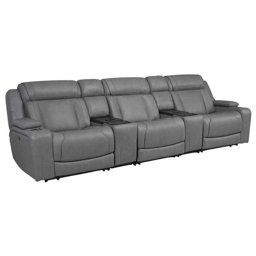 Odyssey Cobalt 5PCS/3PWR Home Theater Leather Seating w/Beverage Cooler alternate image, 4 of 16 images.