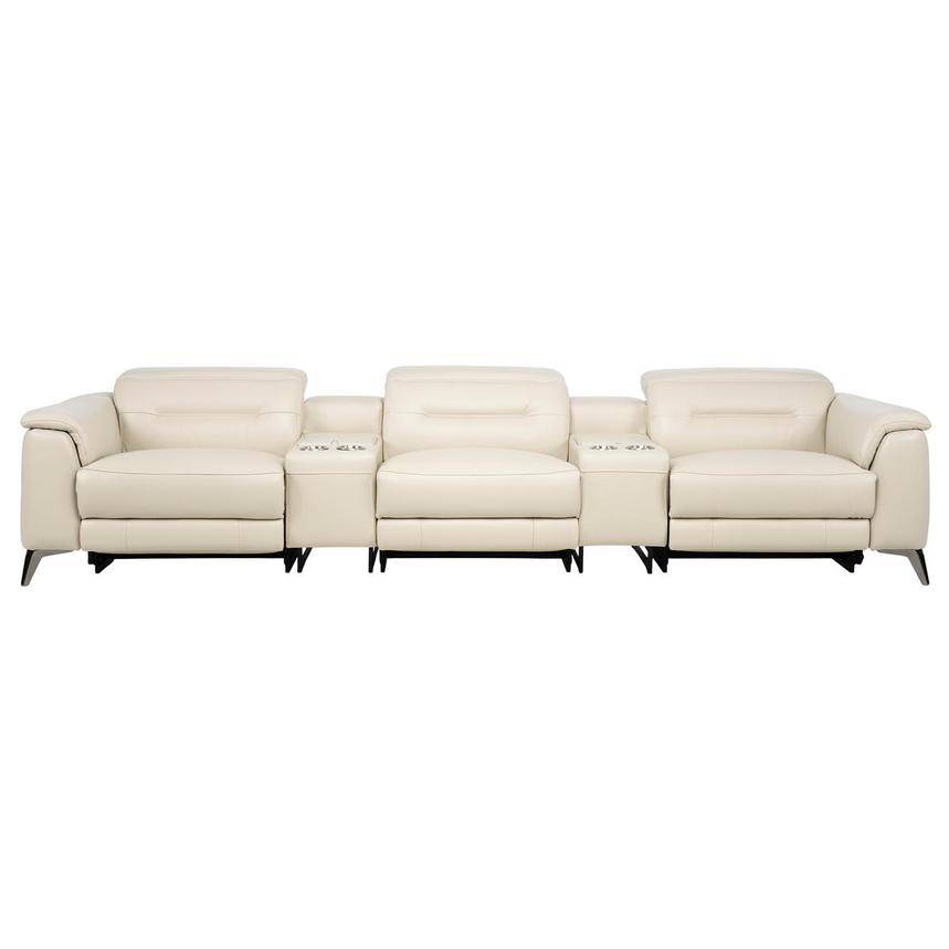 Anabel Cream 2.0 Home Theater Leather Seating with 5PCS/3PWR