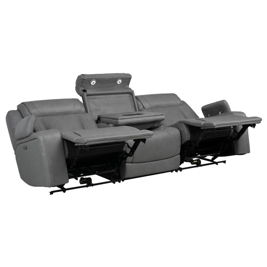 Cobalt Leather Power Reclining Sofa  alternate image, 4 of 13 images.
