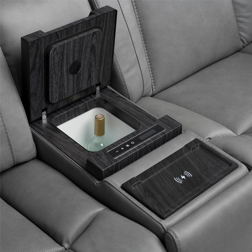 Odyssey Cobalt Leather Reclining Sofa w/Beverage Cooler alternate image, 9 of 16 images.