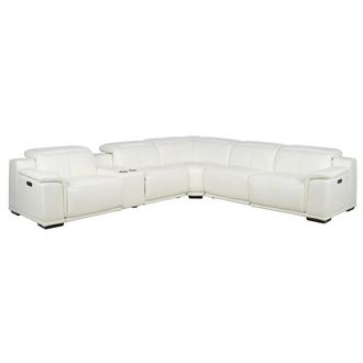 Davis 2.0 White Leather Power Reclining Sectional with 6PCS/3PWR