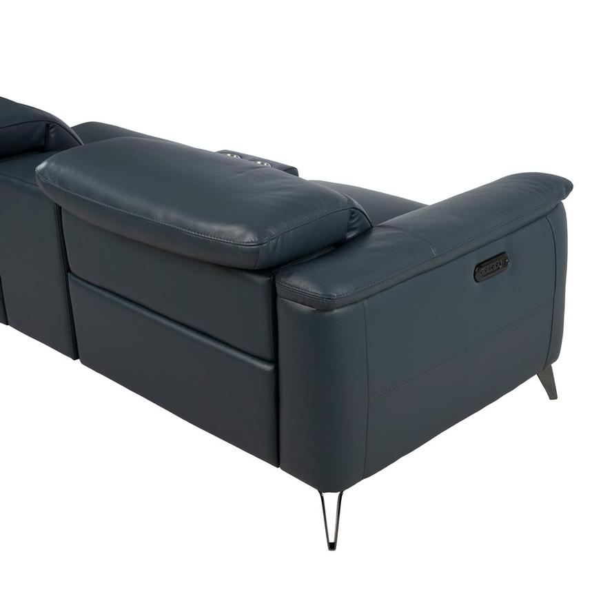 Anabel 2.0 Blue Leather Power Reclining Sectional with 5PCS/3PWR alternate image, 5 of 9 images.