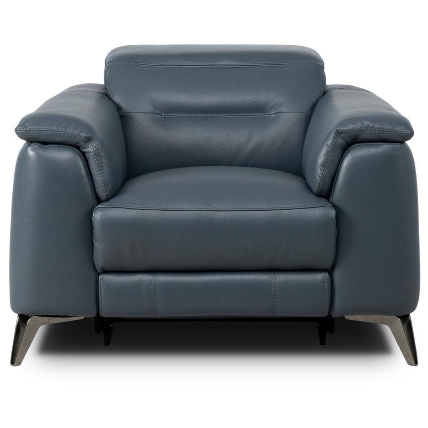 Anabel 2.0 Blue Leather Power Recliner alternate image, 2 of 6 images.