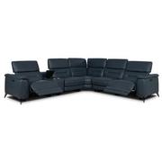 Anabel 2.0 Blue Leather Power Reclining Sectional with 6PCS/3PWR  alternate image, 2 of 13 images.