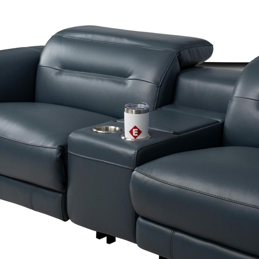 Anabel 2.0 Blue Leather Power Reclining Sectional with 7PCS/3PWR alternate image, 5 of 13 images.