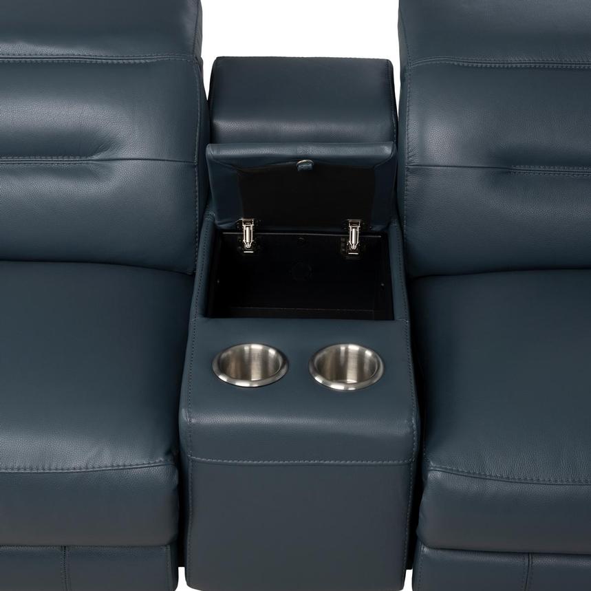 Anabel 2.0 Blue Leather Power Reclining Sectional with 6PCS/3PWR alternate image, 7 of 13 images.