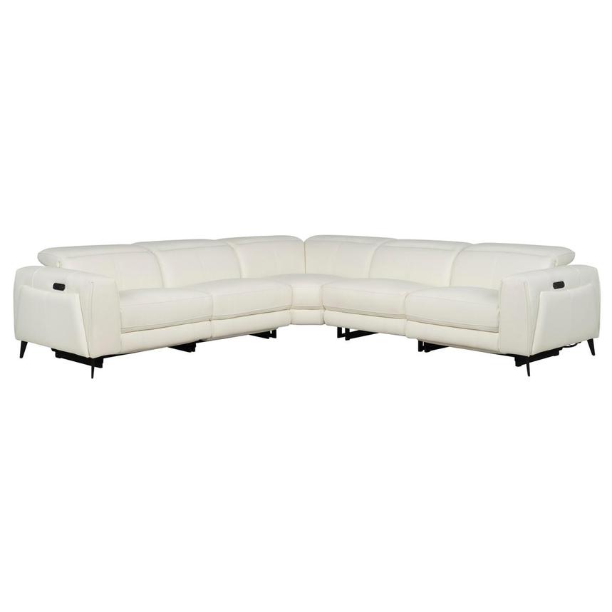 Luke 2.0 White Leather Power Reclining Sectional with 5PCS/2PWR  main image, 1 of 13 images.