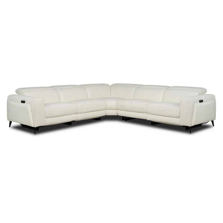 Luke 2.0 White Leather Power Reclining Sectional with 5PCS/2PWR  main image, 1 of 11 images.