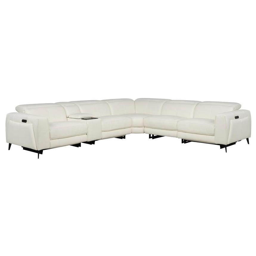 Luke 2.0 White Leather Power Reclining Sectional with 6PCS/2PWR  main image, 1 of 13 images.