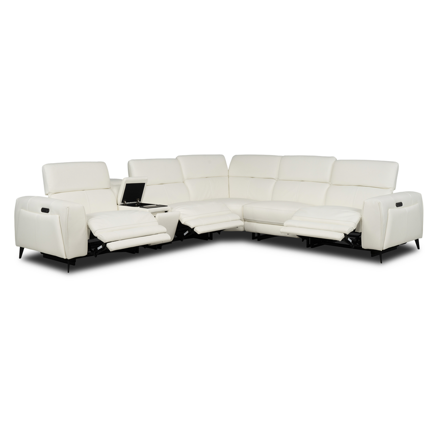 Luke 2.0 White Leather Power Reclining Sectional with 6PCS/3PWR  alternate image, 2 of 12 images.