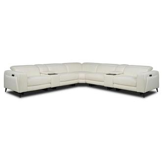 Luke 2.0 White Leather Power Reclining Sectional with 7PCS/3PWR