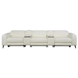 Luke 2.0 White Home Theater Leather Seating w/2PWR