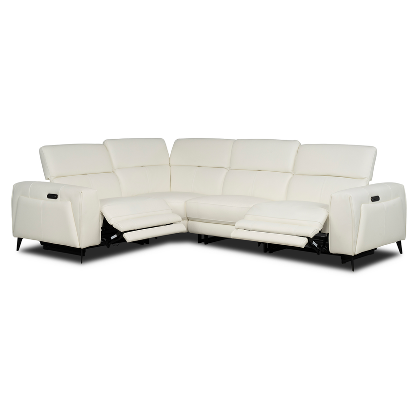 Luke 2.0 White Leather Power Reclining Sectional with 4PCS/2PWR alternate image, 2 of 10 images.