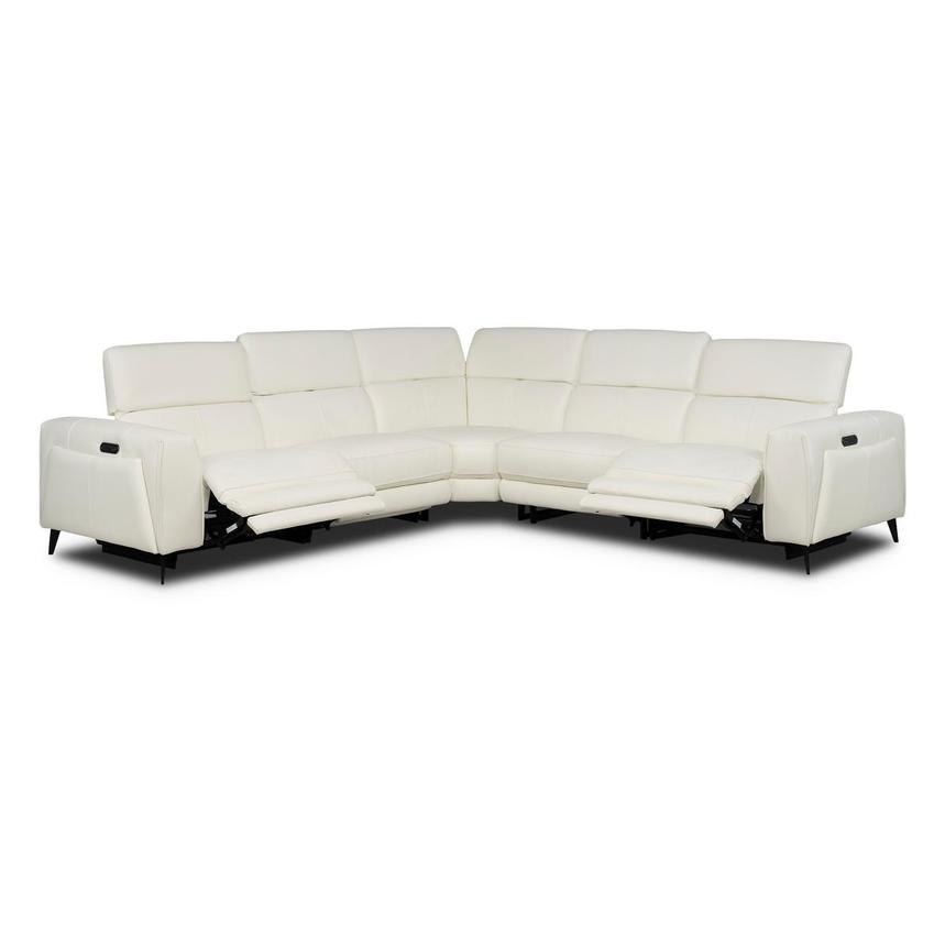 Luke 2.0 White Leather Power Reclining Sectional with 5PCS/2PWR alternate image, 2 of 11 images.