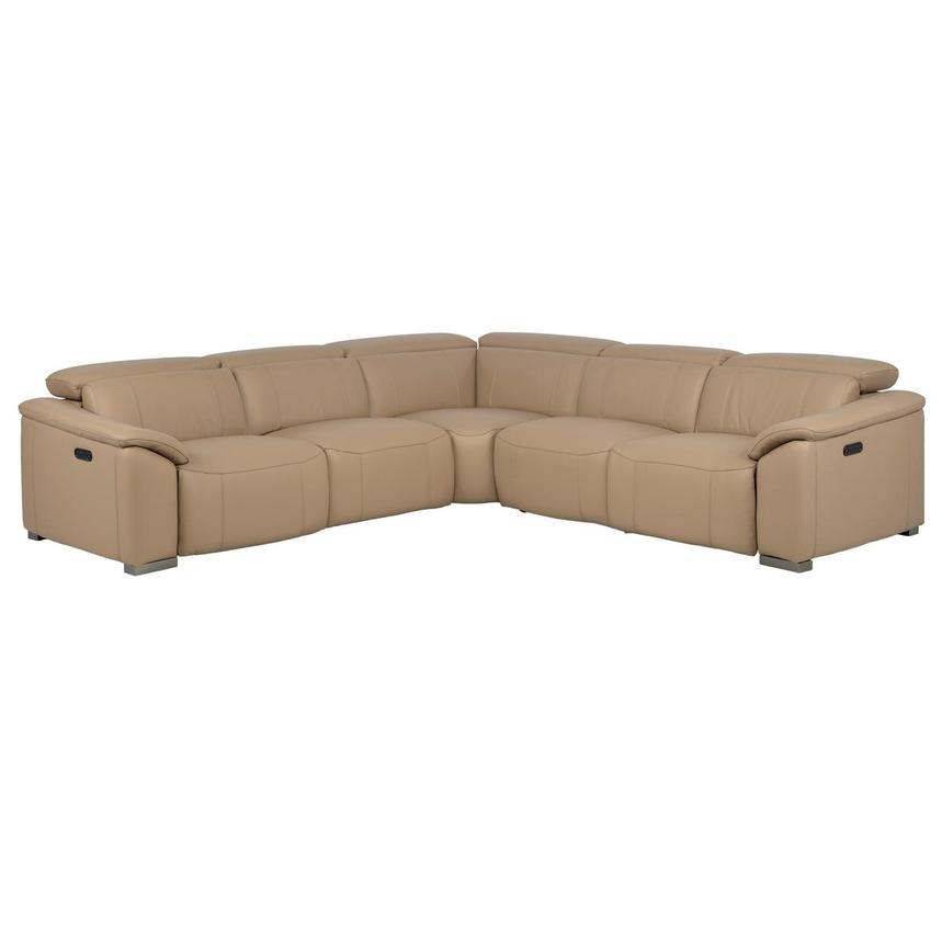 Cordova Dark Cream Leather Power Reclining Sectional with 5PCS/2PWR  main image, 1 of 9 images.
