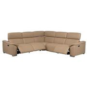 Cordova Dark Cream Leather Power Reclining Sectional with 5PCS/3PWR  alternate image, 3 of 9 images.