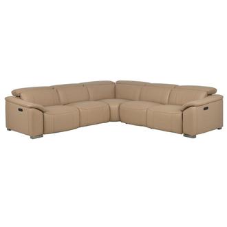 Cordova Dark Cream Leather Power Reclining Sectional with 5PCS/3PWR