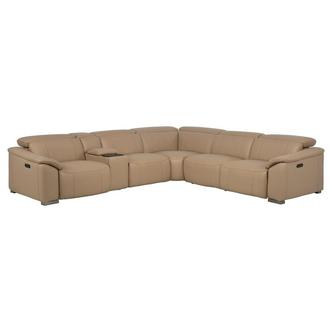 Cordova Dark Cream Leather Power Reclining Sectional with 6PCS/3PWR