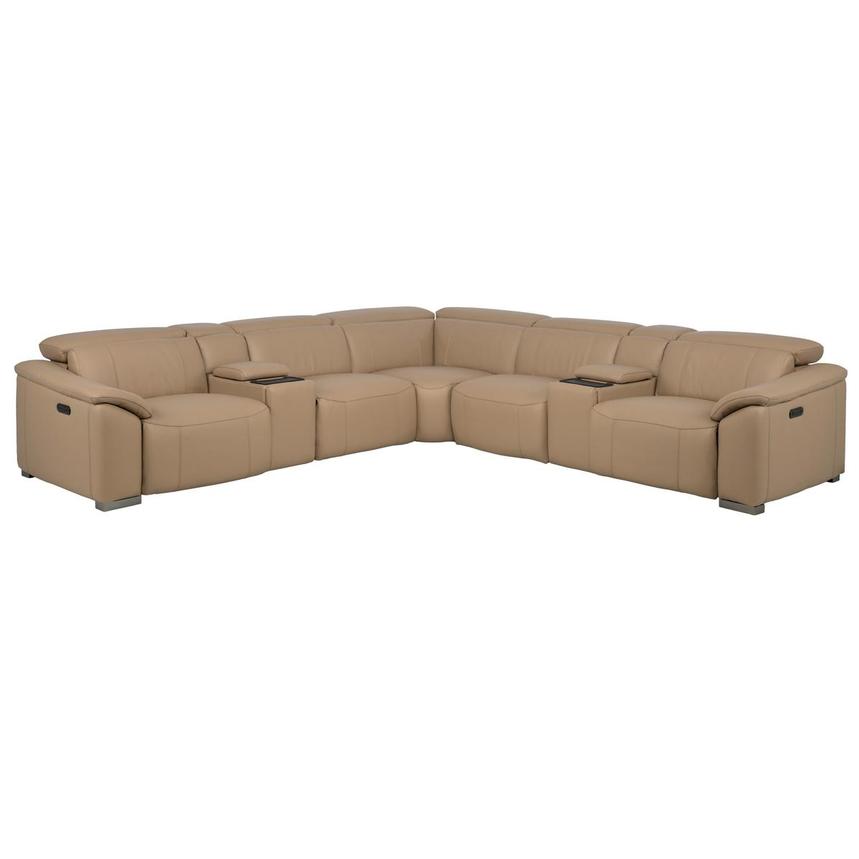Cordova Dark Cream Leather Power Reclining Sectional with 7PCS/3PWR  main image, 1 of 12 images.