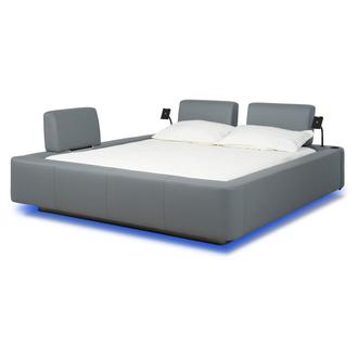 Cassie Party Grey King Platform Bed w/3 Backrests