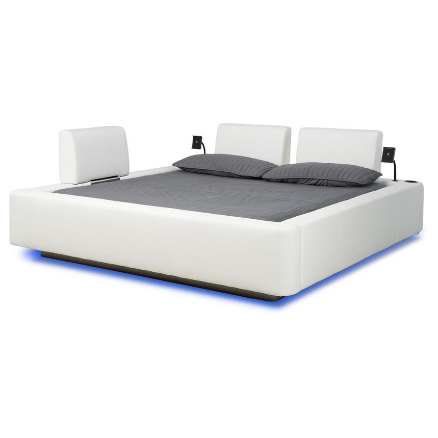 Cassie Party White King Platform Bed w/3 Backrests main image, 1 of 2 images.