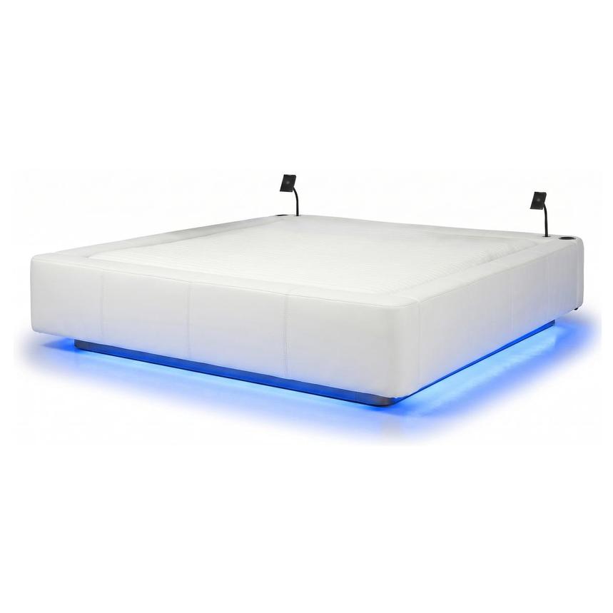 Cassie Party White King Platform Bed w/3 Backrests main image, 1 of 4 images.