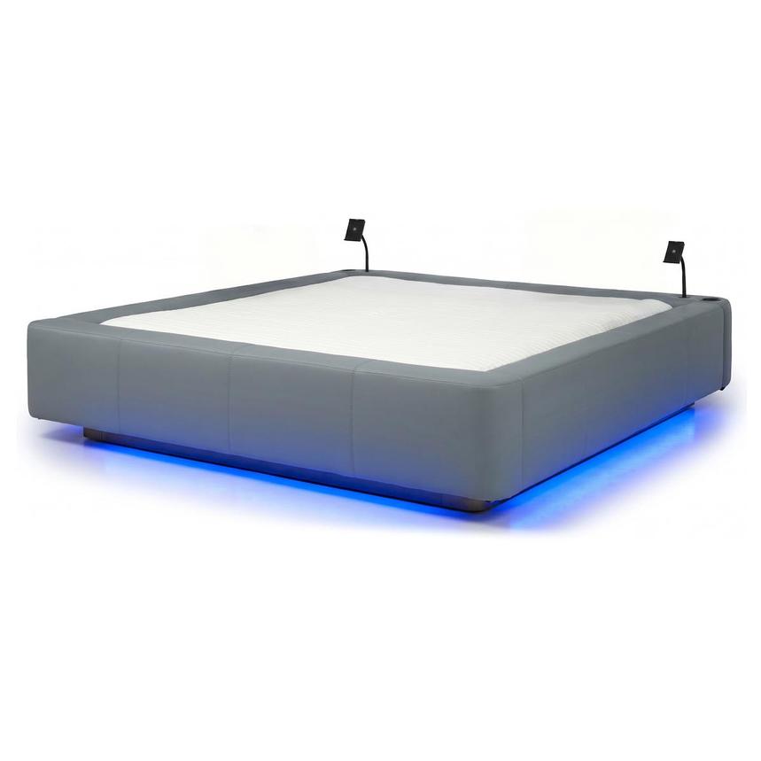 Cassie Party Grey King Platform Bed w/3 Backrests  main image, 1 of 4 images.