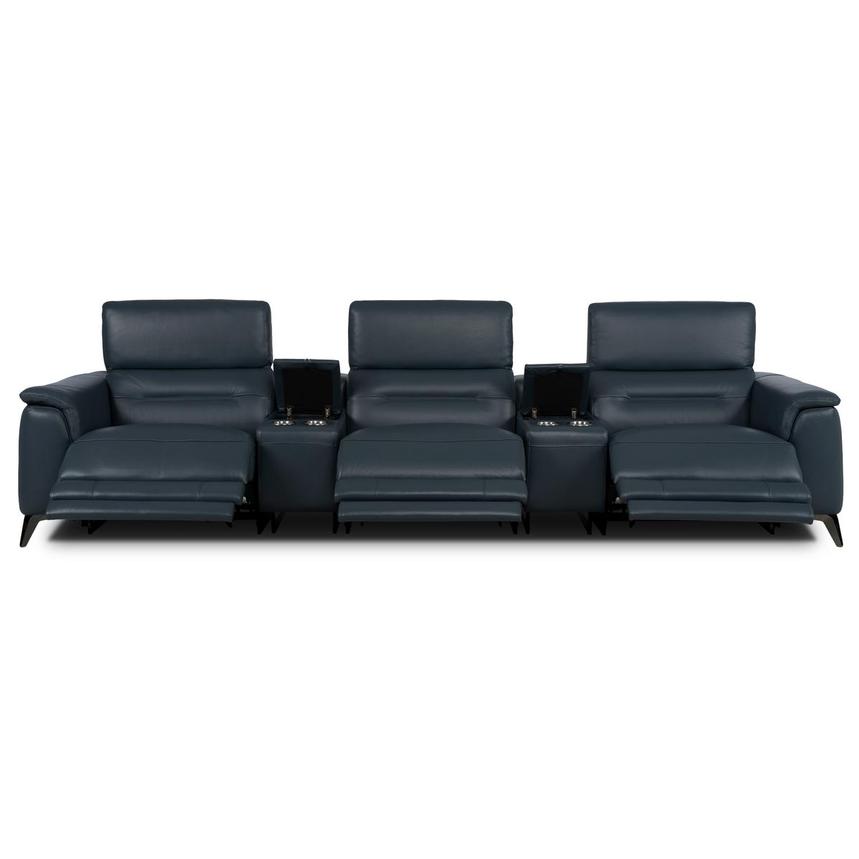 Anabel 2.0 Blue Home Theater Leather Seating with 5PCS/3PWR  alternate image, 2 of 12 images.