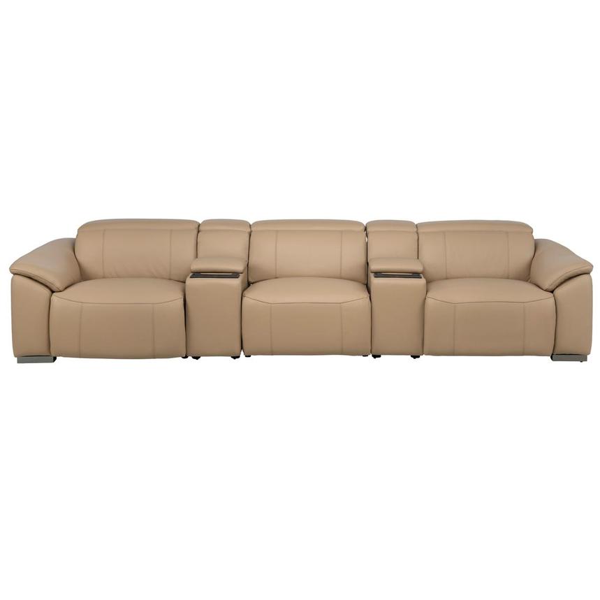 Cordova Dark Cream Home Theater Leather Seating with 5PCS/3PWR  main image, 1 of 11 images.