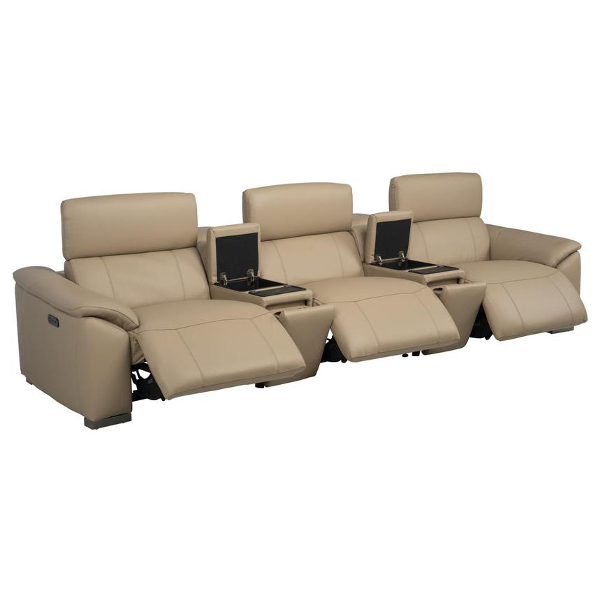 Cordova Dark Cream Home Theater Leather Seating with 5PCS/3PWR alternate image, 4 of 12 images.
