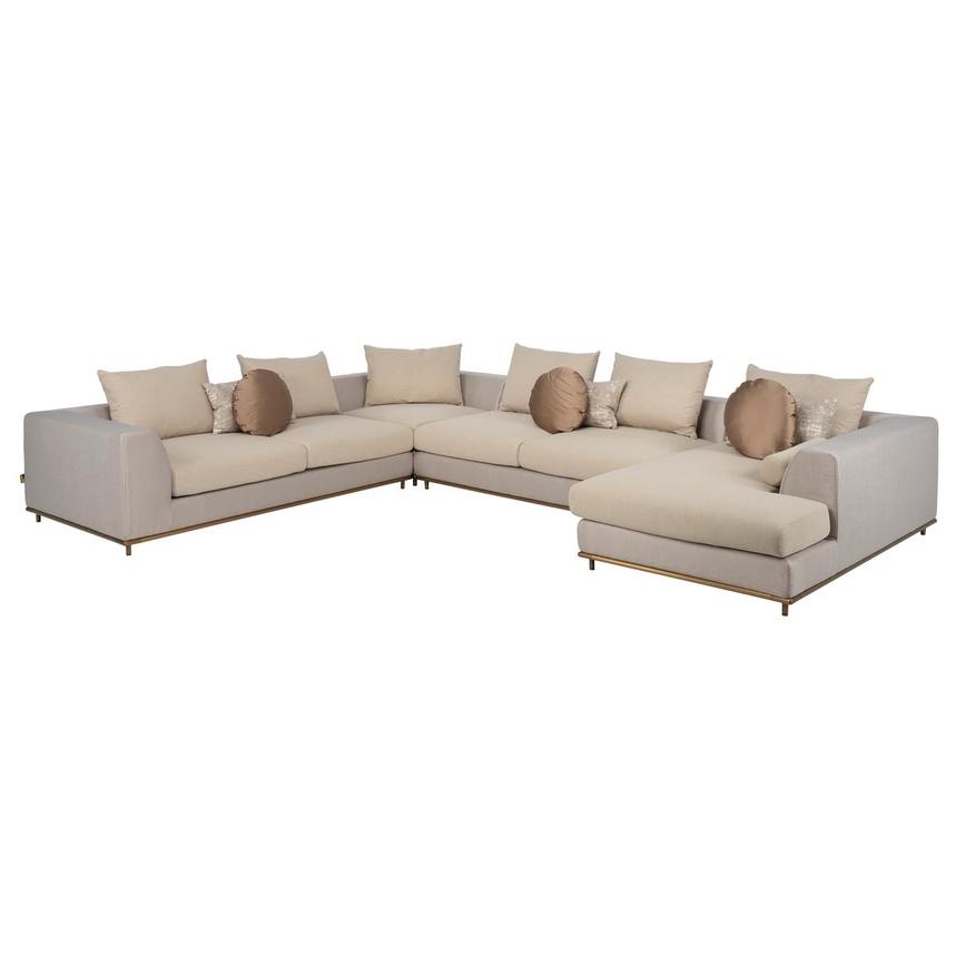 Hanna Beige Sectional Sofa w/Right Chaise  main image, 1 of 12 images.