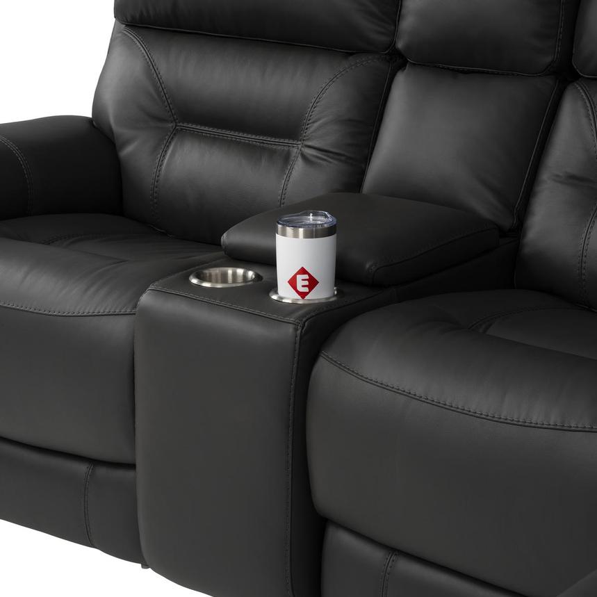 Palmer Dark Gray Home Theater Leather Seating with 5PCS/3PWR alternate image, 4 of 9 images.