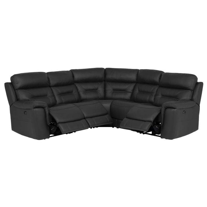 Palmer Dark Gray Leather Power Reclining Sectional with 5PCS/3PWR alternate image, 2 of 9 images.
