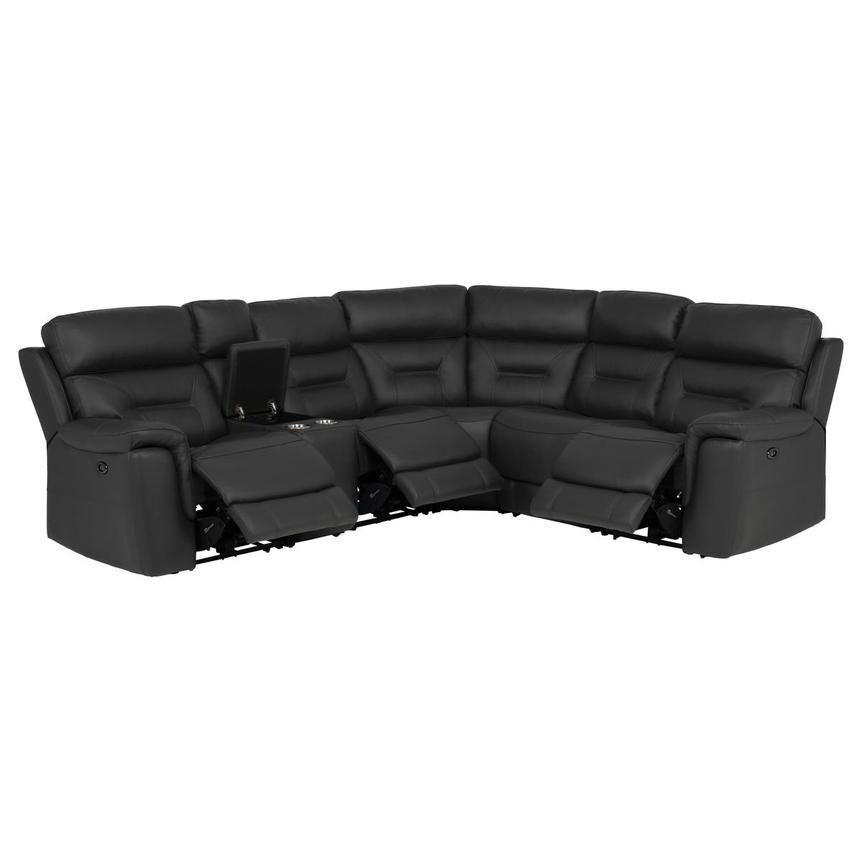 Palmer Dark Gray Leather Power Reclining Sectional with 6PCS/3PWR alternate image, 2 of 12 images.