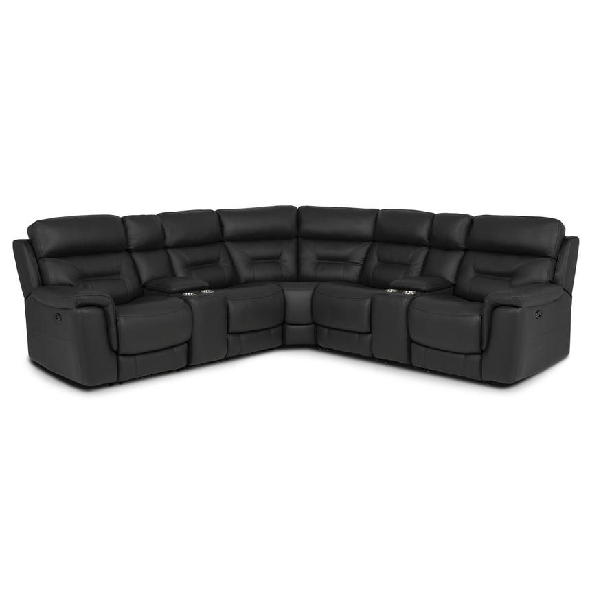 Palmer Dark Gray Leather Power Reclining Sectional with 7PCS/3PWR  main image, 1 of 11 images.