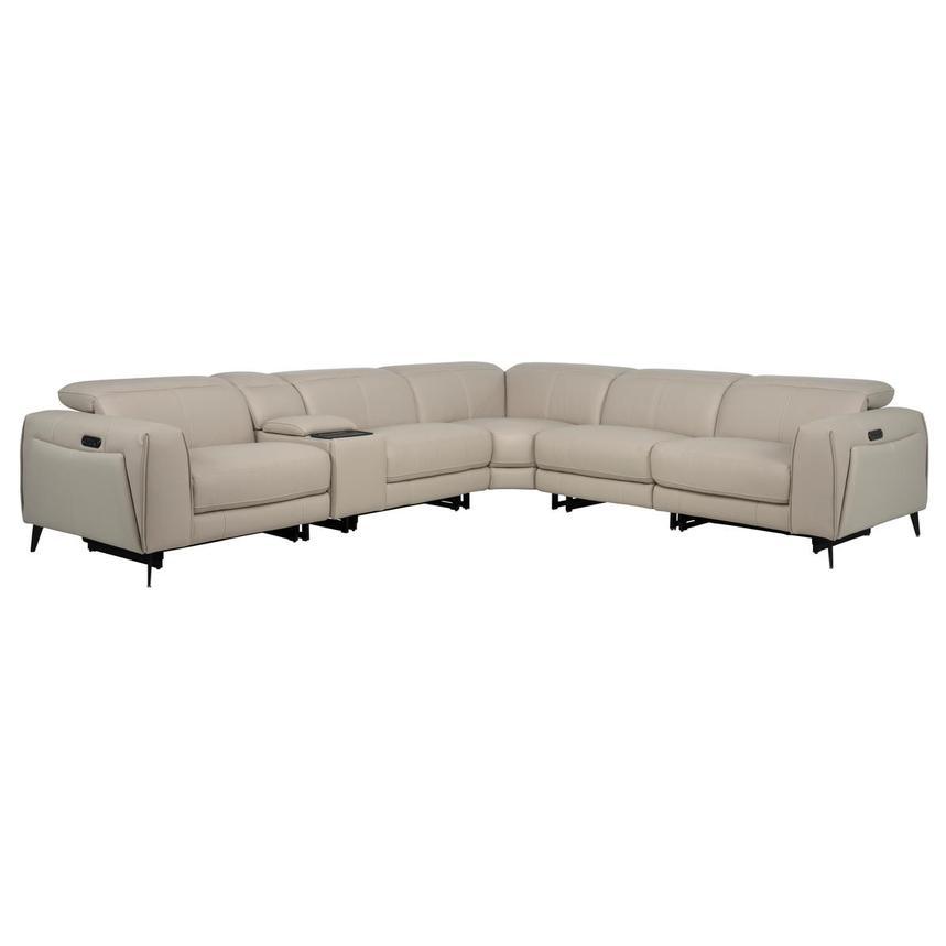 Luke 2.0 Taupe Leather Power Reclining Sectional with 6PCS/2PWR  main image, 1 of 11 images.