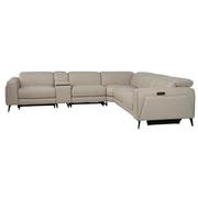 Luke 2.0 Taupe Leather Power Reclining Sectional with 6PCS/2PWR  alternate image, 3 of 11 images.