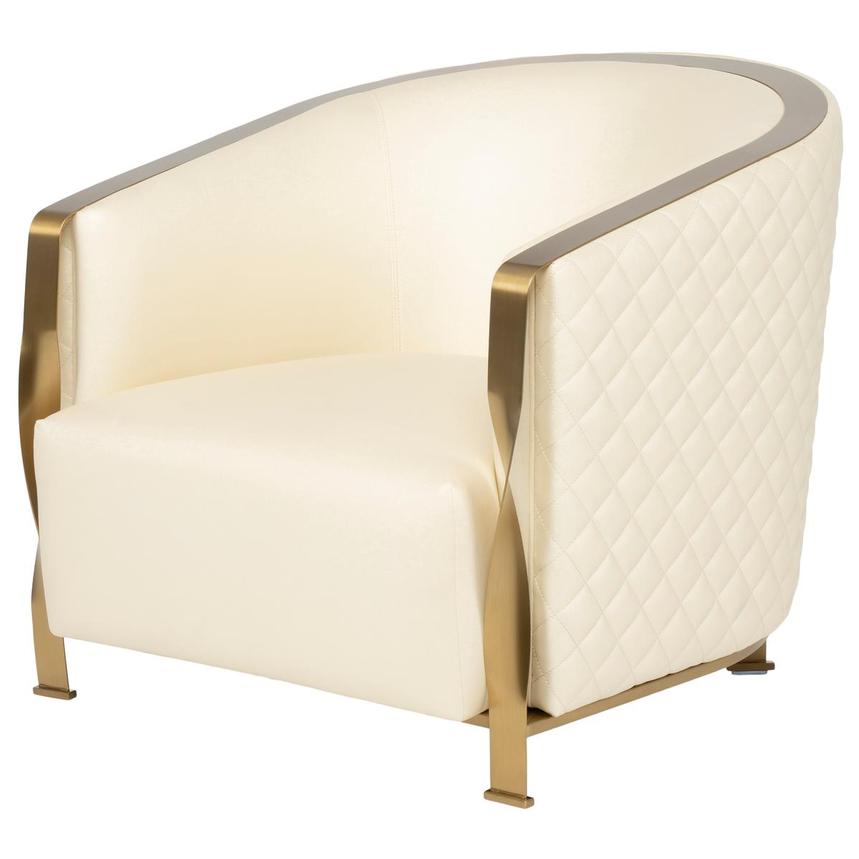 Maxi White/Gold Accent Chair  main image, 1 of 7 images.