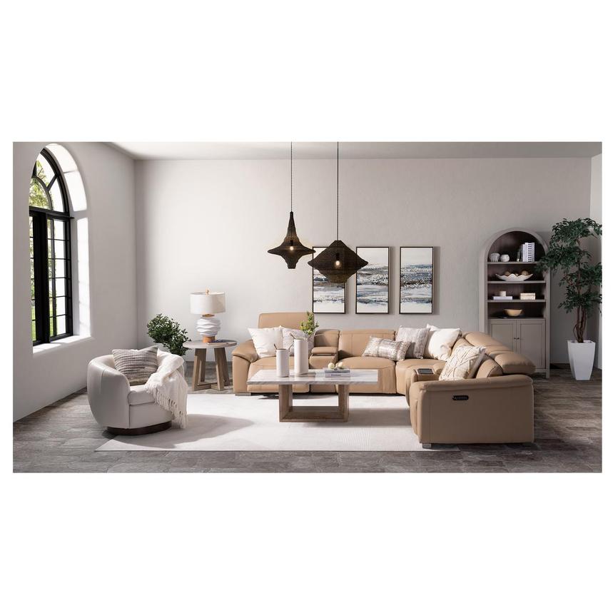 Cordova Dark Cream Leather Power Reclining Sectional with 5PCS/3PWR  alternate image, 2 of 9 images.