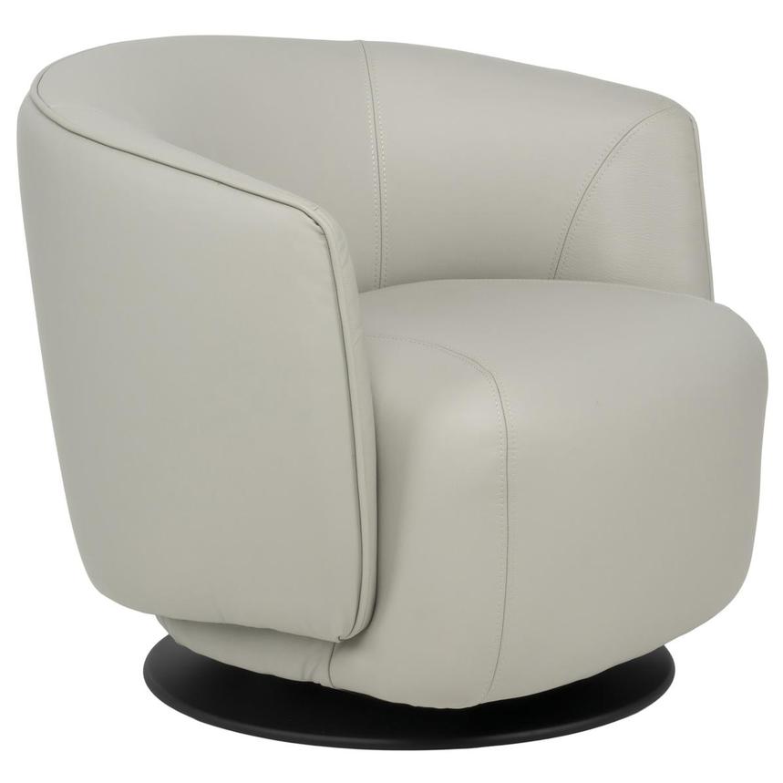 Aurelia Light Gray Leather Swivel Rocker Chair  alternate image, 4 of 10 images.