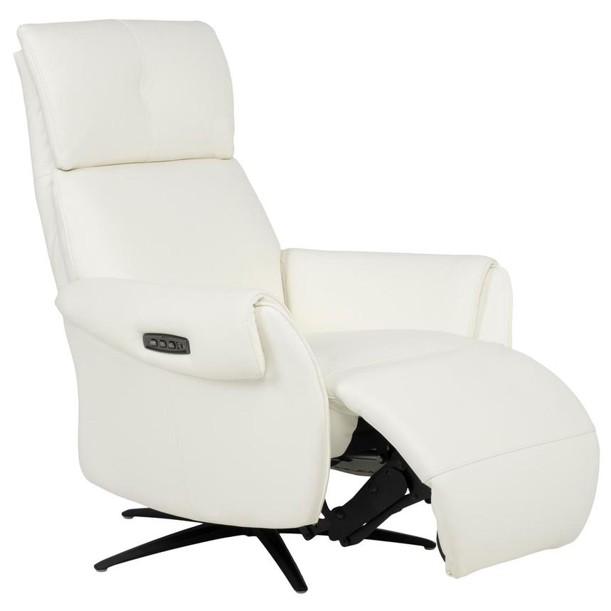 Torrence White Leather Power Swivel Recliner w/Massage  alternate image, 9 of 17 images.