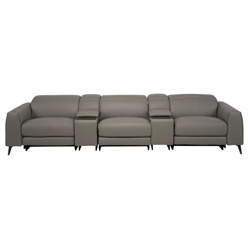 Luke 2.0 Dark Gray Home Theater Leather Seating with 5PCS/2PWR  main image, 1 of 12 images.