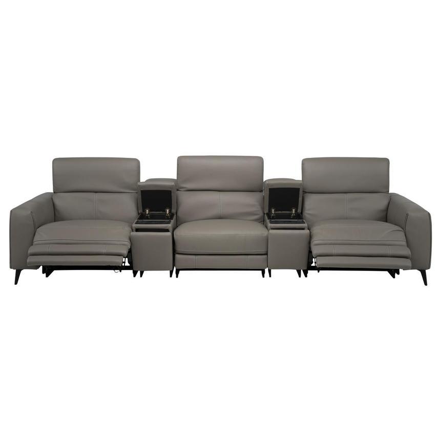 Luke 2.0 Dark Gray Home Theater Leather Seating with 5PCS/2PWR alternate image, 2 of 12 images.