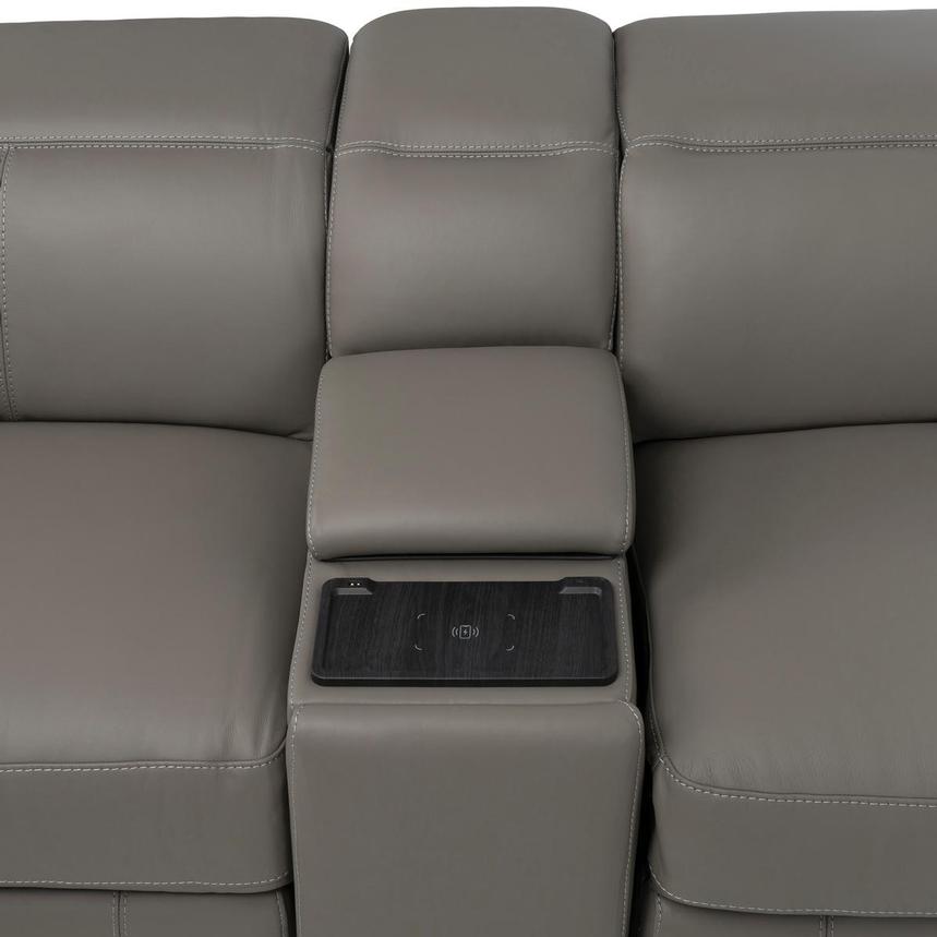 Luke 2.0 Dark Gray Home Theater Leather Seating with 5PCS/3PWR  alternate image, 6 of 11 images.